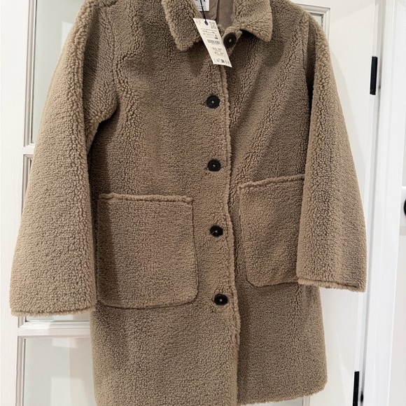 NWT Zara Kids Sherpa Jacket - tan/brown 13/14